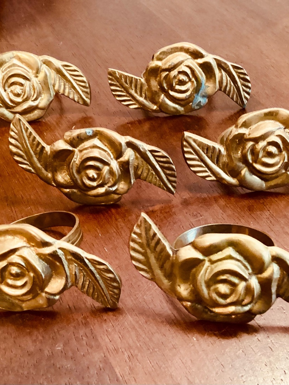 Vintage Brass Napkin Rings Set of 6